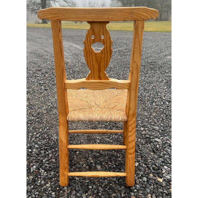 Rustic Pine Farmhouse Swan Carved Dining Chairs Set of 4 image 9