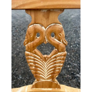 Rustic Pine Farmhouse Swan Carved Dining Chairs Set of 4 image 4
