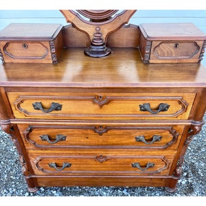 Antique Victorian Black Walnut Carved Chest of Drawers image 4