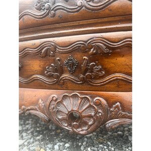 Vintage 1980s Carved Three Drawer Rustic French Commode Dresser image 6