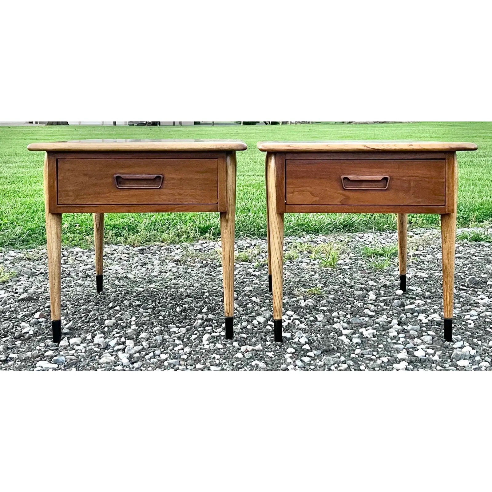 Vintage 1960s Lane Acclaim Side Tables With Drawer newly Refinished a