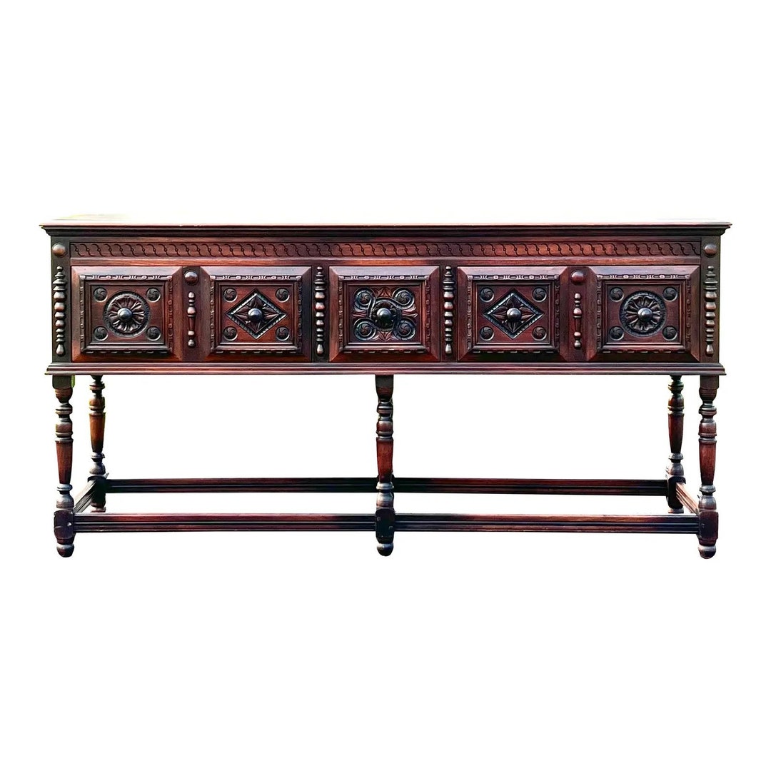 Kittinger Furniture Hand Carved Jacobean Style Sideboard Etsy
