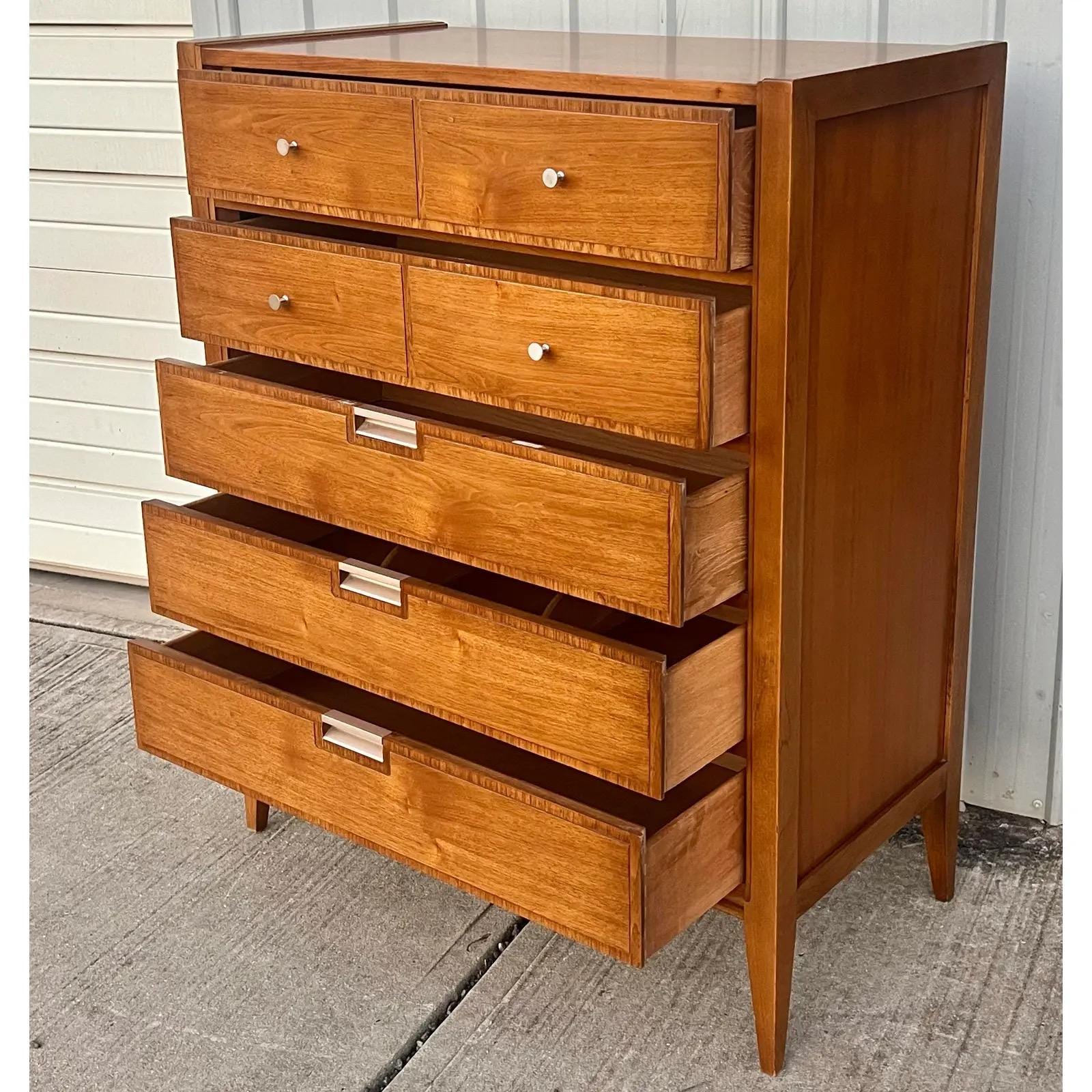 Vintage Mid Century Basic Witz Walnut 5 Drawer Highboy - Etsy
