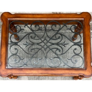 Ethan Allen Devereaux Iron and Wood Coffee Table image 6