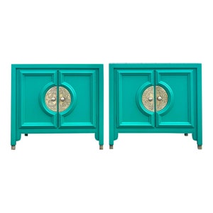 Newly Lacquered Century Furniture Asian Inspired Nightstands - a Pair