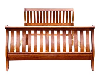 Keller Oak Slat Sleigh Bed - Queen Size