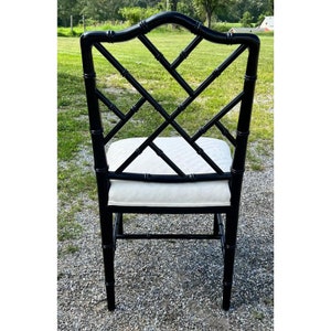 Century Furniture Faux Bamboo Black Lacquered Chair a Pair image 6
