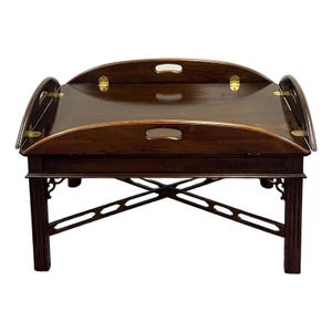 Knob Creek Mahogany Chinese Chippendale Butlers Tray Coffee Table
