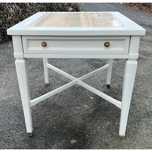 Newly Lacquered Regency Style End Tables / Nightstands With Italian Stone Top by Gordons Furniture image 4