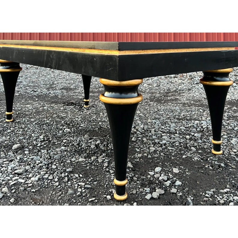 Hollywood Regency Black Lacquer and Gold Coffee Table image 5