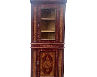 Venetian Paint Decorated Rustic Patina Corner Cabinet