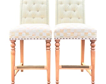 Mackenzie-Childs Underpinnings Bar Stools With Back - a Pair