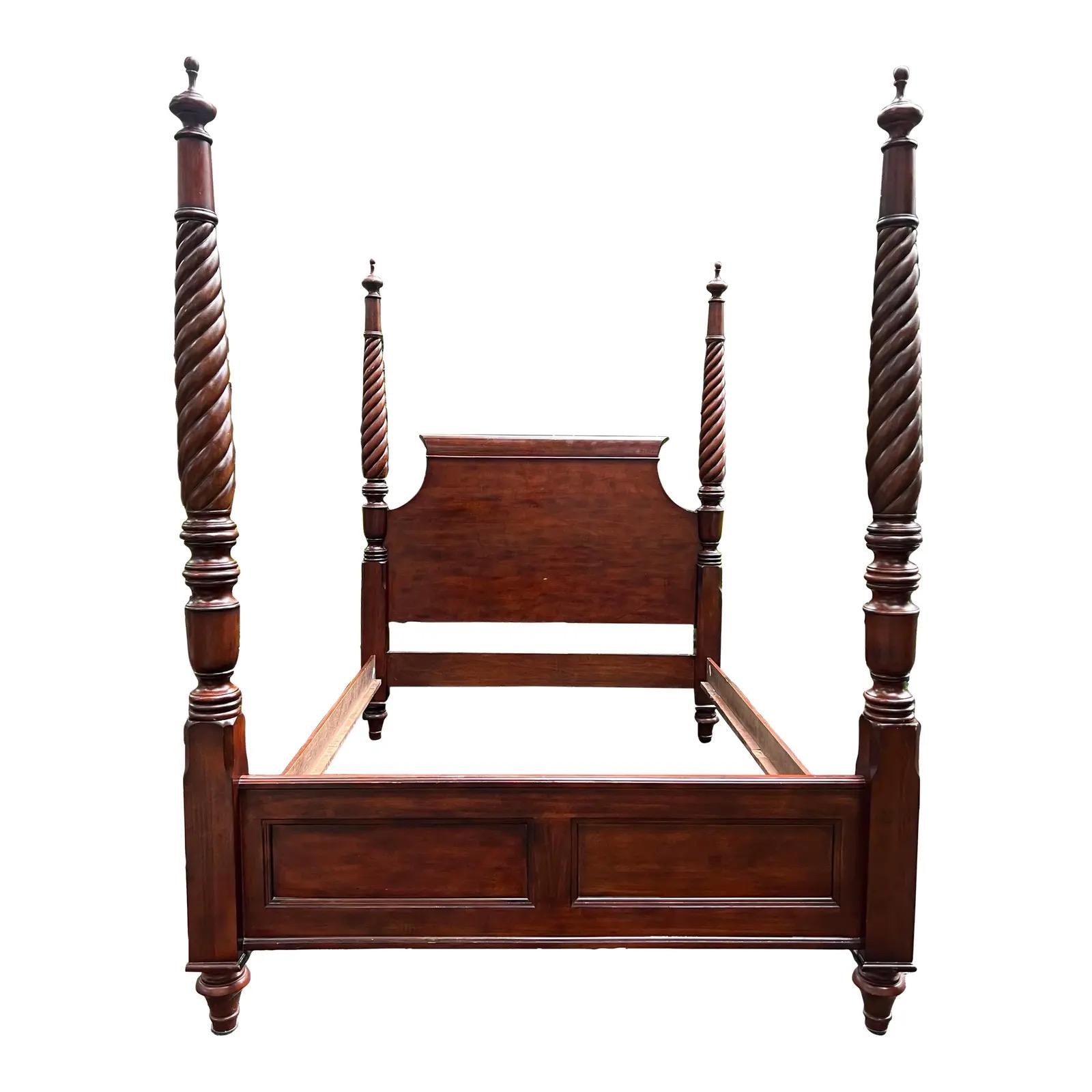British Colonial Mahogany Four Poster Bed - Queen Size