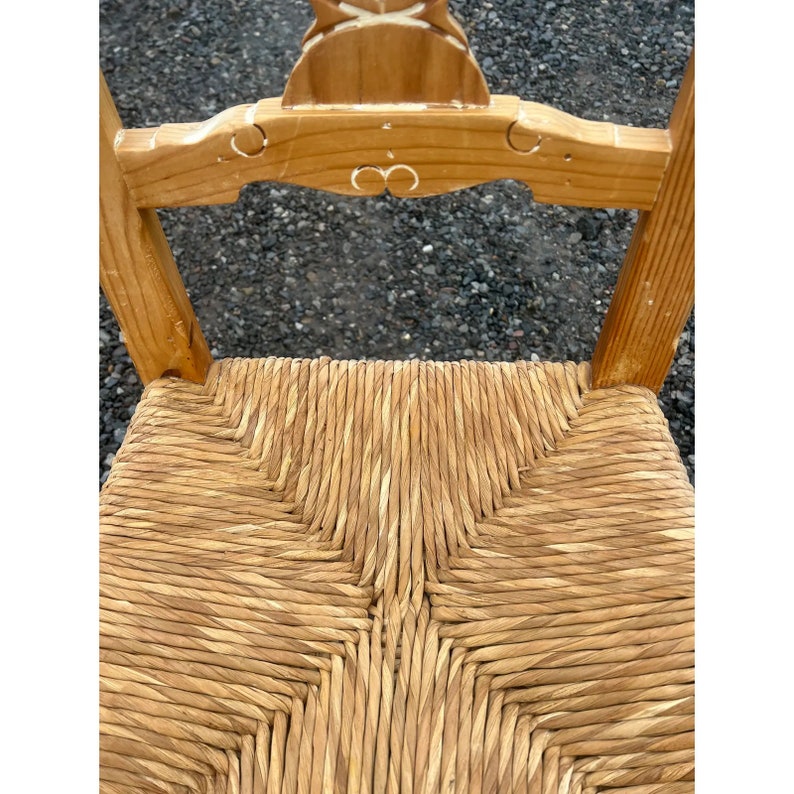 Rustic Pine Farmhouse Swan Carved Dining Chairs Set of 4 image 7