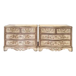 Drexel Heritage Venetian Style Four Drawer Commodes - Pair