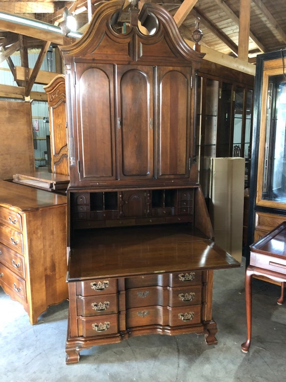 Vintage Maddox Newport Cherry Blockfront Secretary Desk Etsy