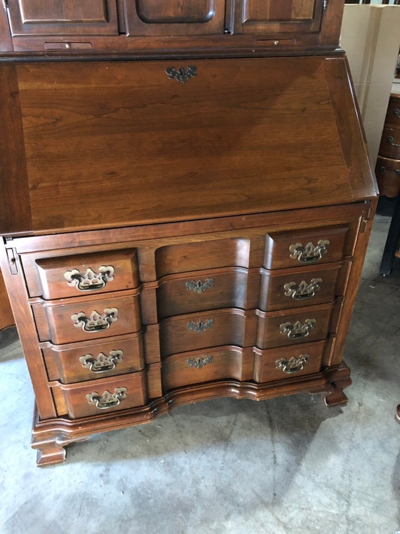 Vintage Maddox Newport Cherry Blockfront Secretary Desk Etsy