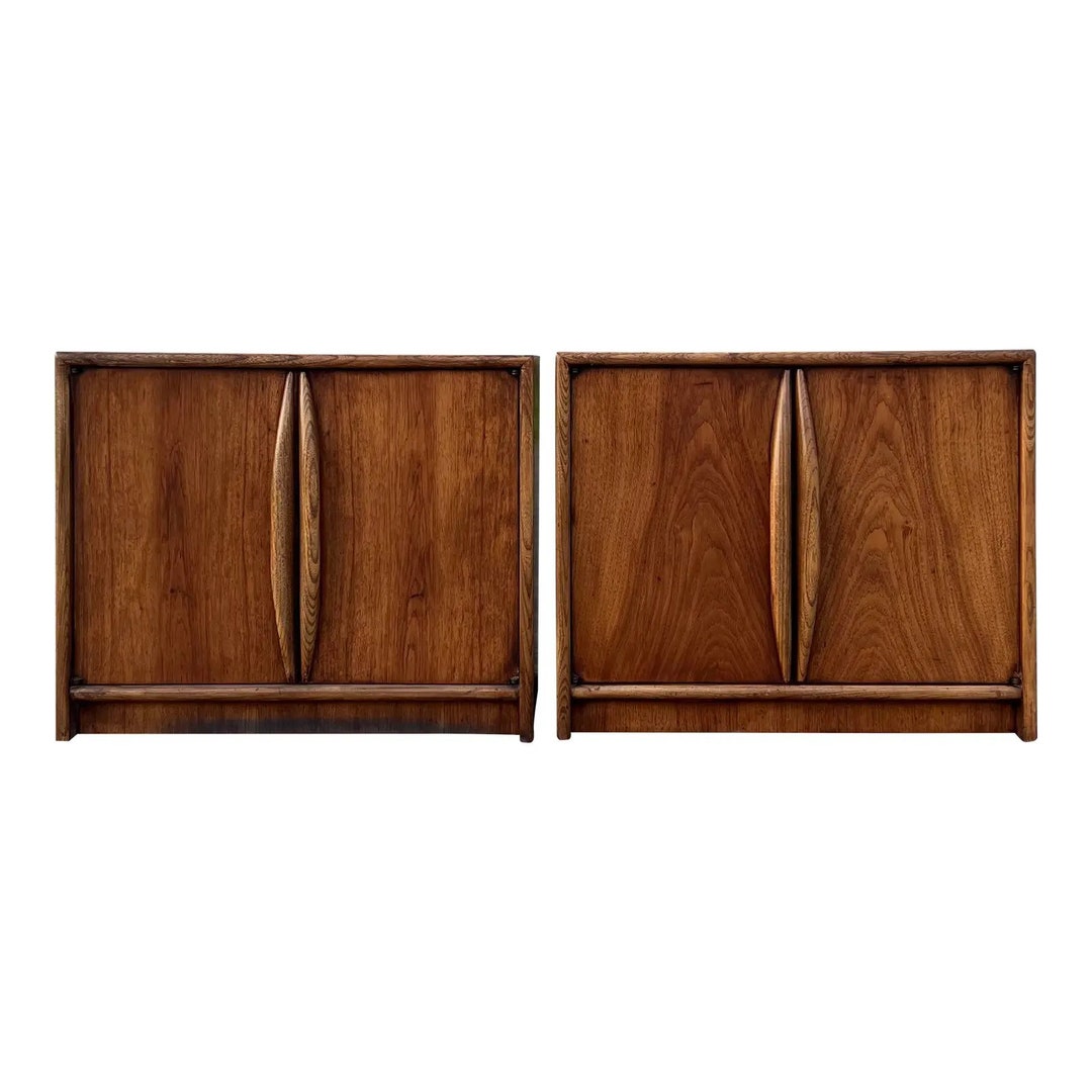 Mid Century Modern Double Door Side Table Newly Refinished Etsy