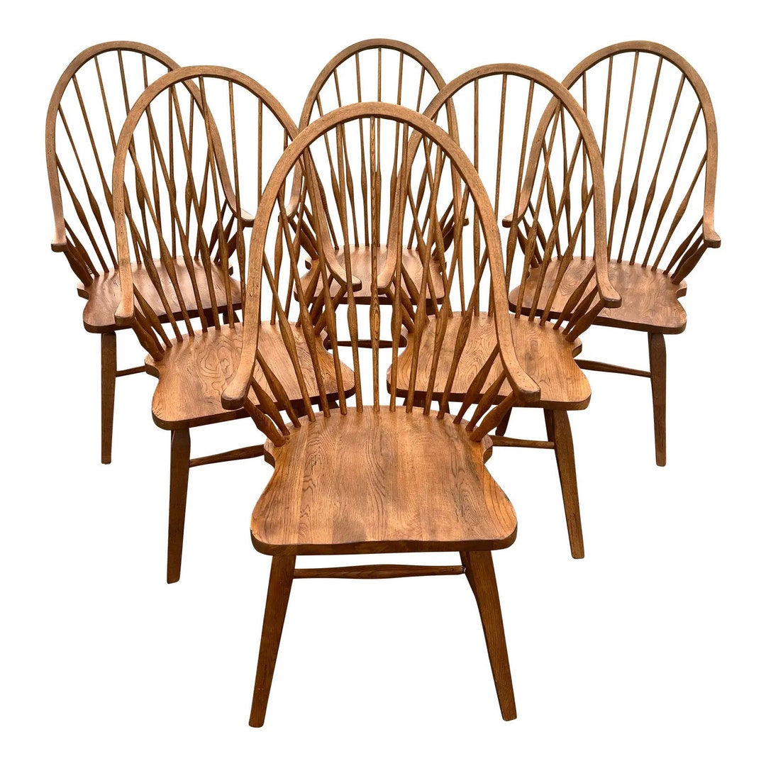Broyhill Attic Heirlooms Oak Farmhouse Windsor Chairs Set of 6 Etsy