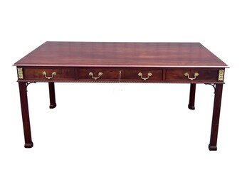 Stickley Chinese Chippendale Burled Mahogany Writing Desk - Newly Refinished