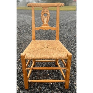 Rustic Pine Farmhouse Swan Carved Dining Chairs Set of 4 image 3