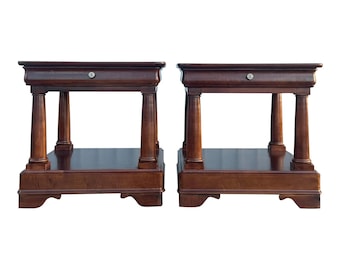 Drexel Heritage Louis Phillipe Style Cherry Side Tables - a Pair