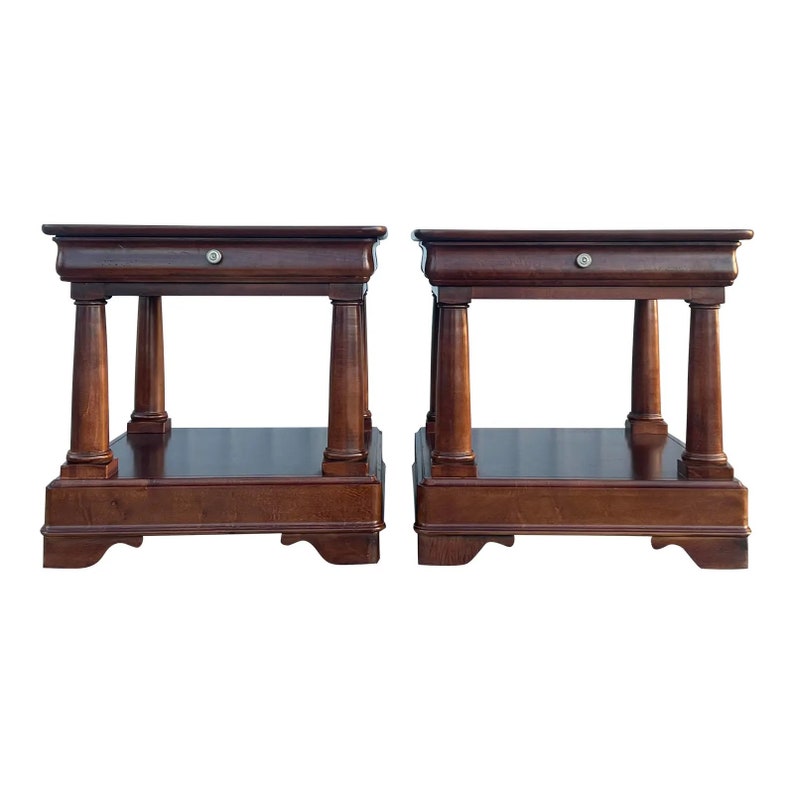 Drexel Heritage Louis Phillipe Style Cherry Side Tables a Pair image 1