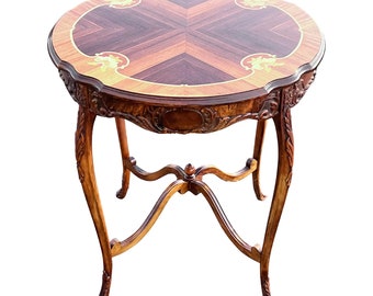 Vintage Early 1900’s Marquetry Top French Accent Side Table