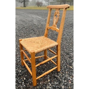 Rustic Pine Farmhouse Swan Carved Dining Chairs Set of 4 image 5