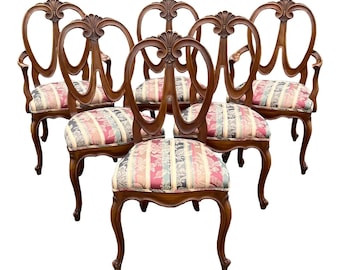 Romweber French Baroque Style Fruitwood Dining Chairs - Set of 6