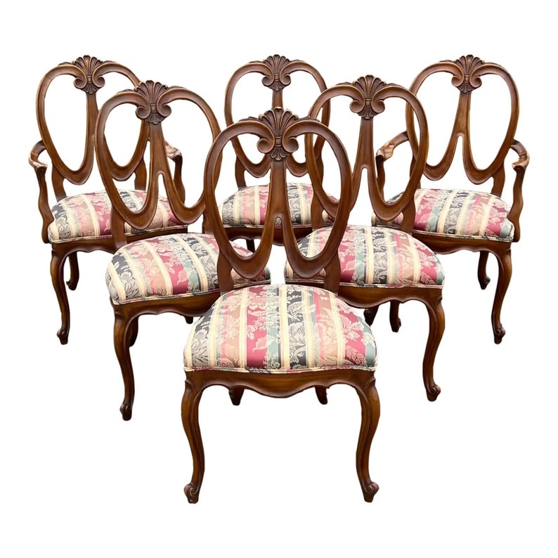 Romweber French Baroque Style Fruitwood Dining Chairs Set of 6 image 1