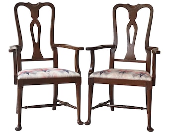 Morganton Furniture Country Queen Anne Armchairs - a Pair