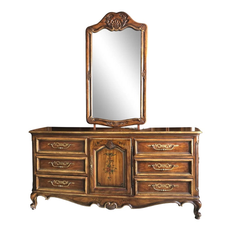 Vintage Drexel Country French Brittany Dresser With Mirror image 1