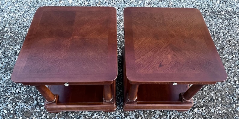 Drexel Heritage Louis Phillipe Style Cherry Side Tables a Pair image 8