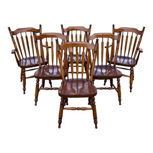 Vintage 1950s Heywood Wakefield Maple Arrowback Windsor Dining Chairs Set of 6 image 1