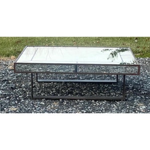 Louise Bradley Antiqued Glass Large Coffee Table Retails for 7k image 5