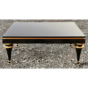 Hollywood Regency Black Lacquer and Gold Coffee Table image 4