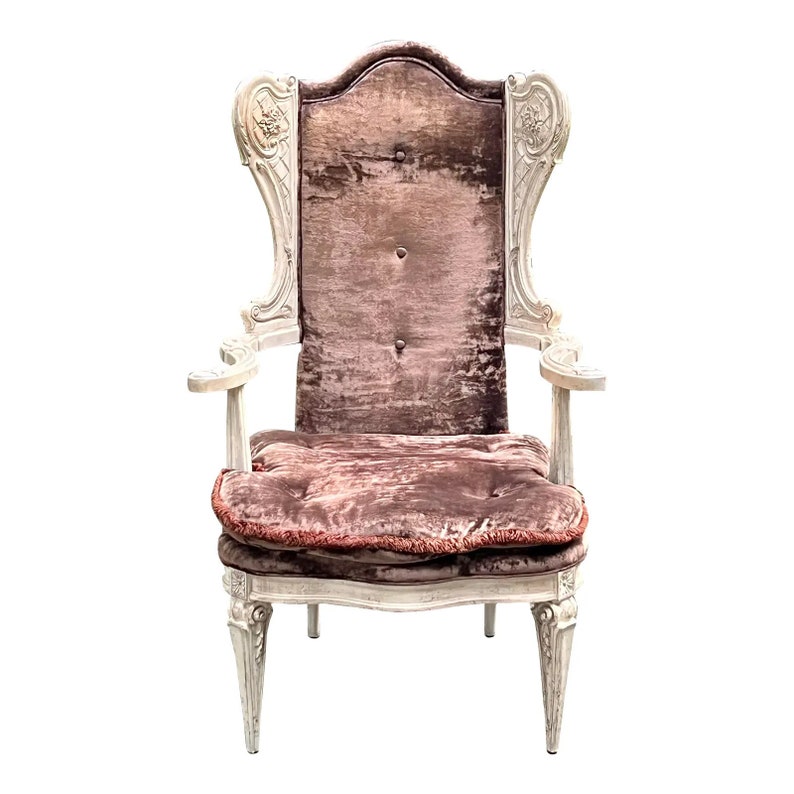 Carved Country French Wingback Chair image 1