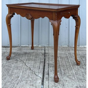 Vintage Queen Anne Style Cherry Tea Table image 4