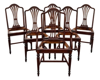 Vintage 1920’s Regency Style Reeded Leg Mahogany Dining Chairs