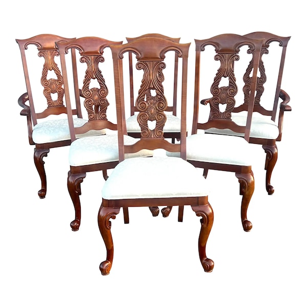 Sumter Cabinet Company Carved Traditional Queen Anne Dining Chairs - Set of 6