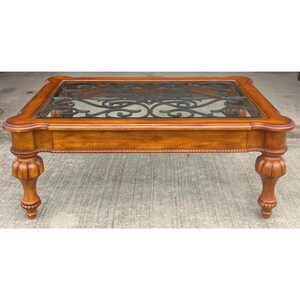 Ethan Allen Devereaux Iron and Wood Coffee Table image 3
