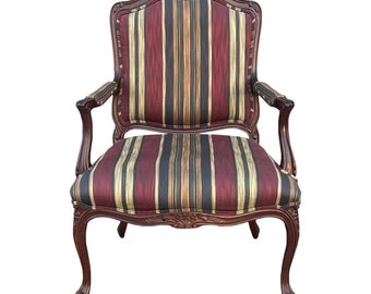 Carved Cherry Country French Bergere Chair