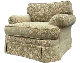 Drexel Heritage Brocade Library Club Skirted Club Chair