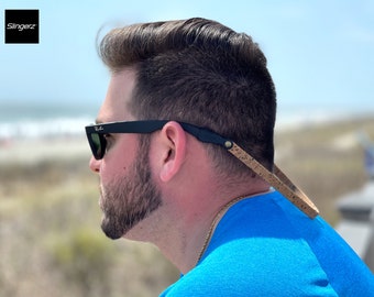 GESCHENKKARTE (25) / Kork Leder Sonnenbrillenband für Männer und Frauen / Passend für alle Brillen / Tolles Angeln, Camping, Bootfahren, Outdoor und Golf Geschenk