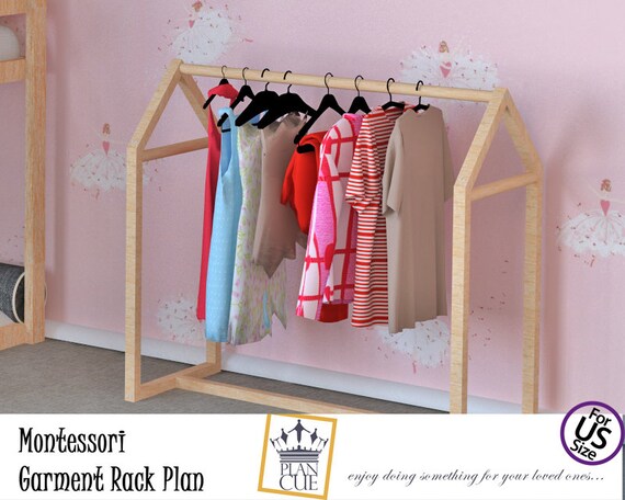 Montessori Garment Rack Plan Mini Kids Clothes Rack Wooden Rack Girl Clothing Rack Dress Up Storage Small Clothes Rack Kids Bedroom