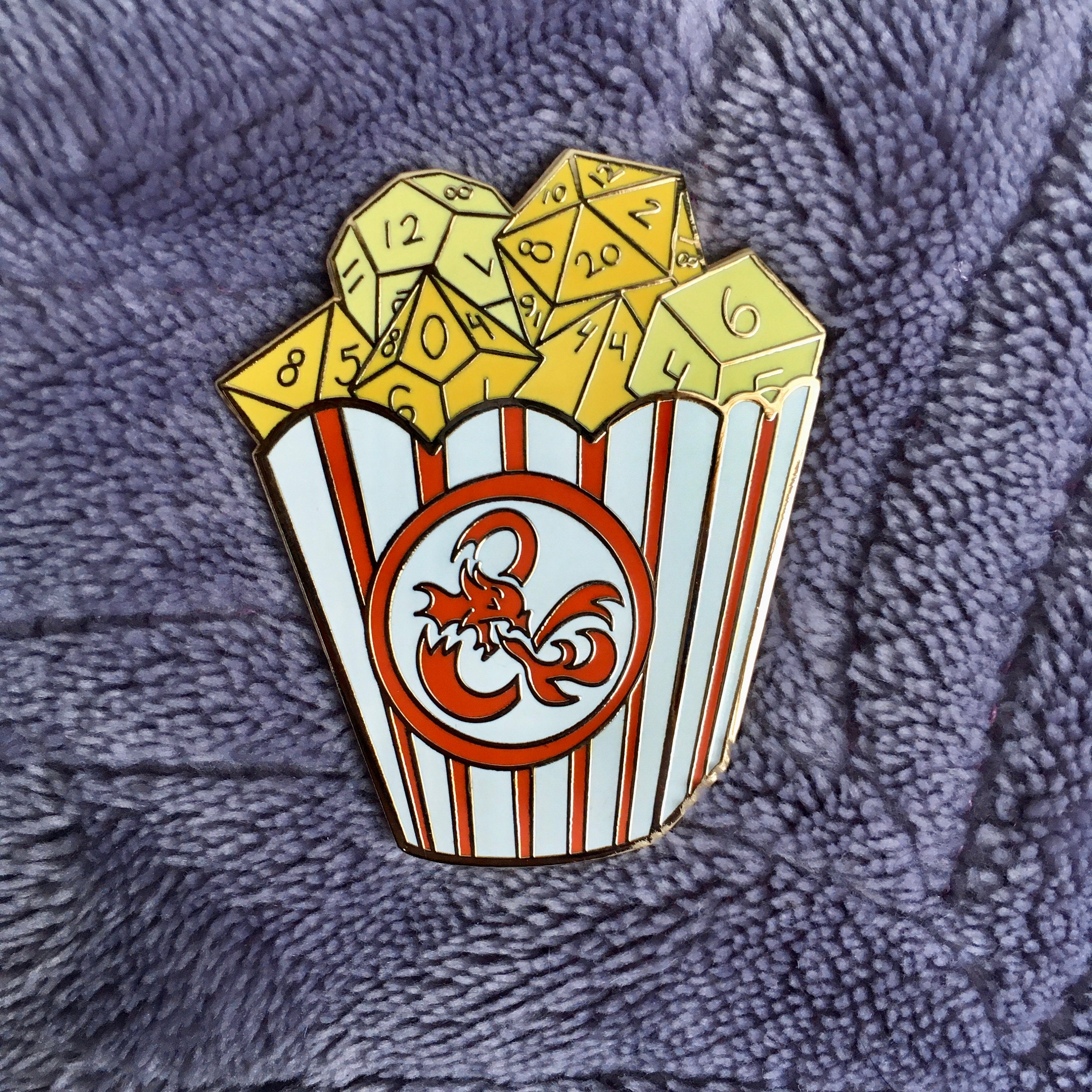 Dnd Dice Popcorn Enamel Pin Leo Lotus Art Etsy Canada