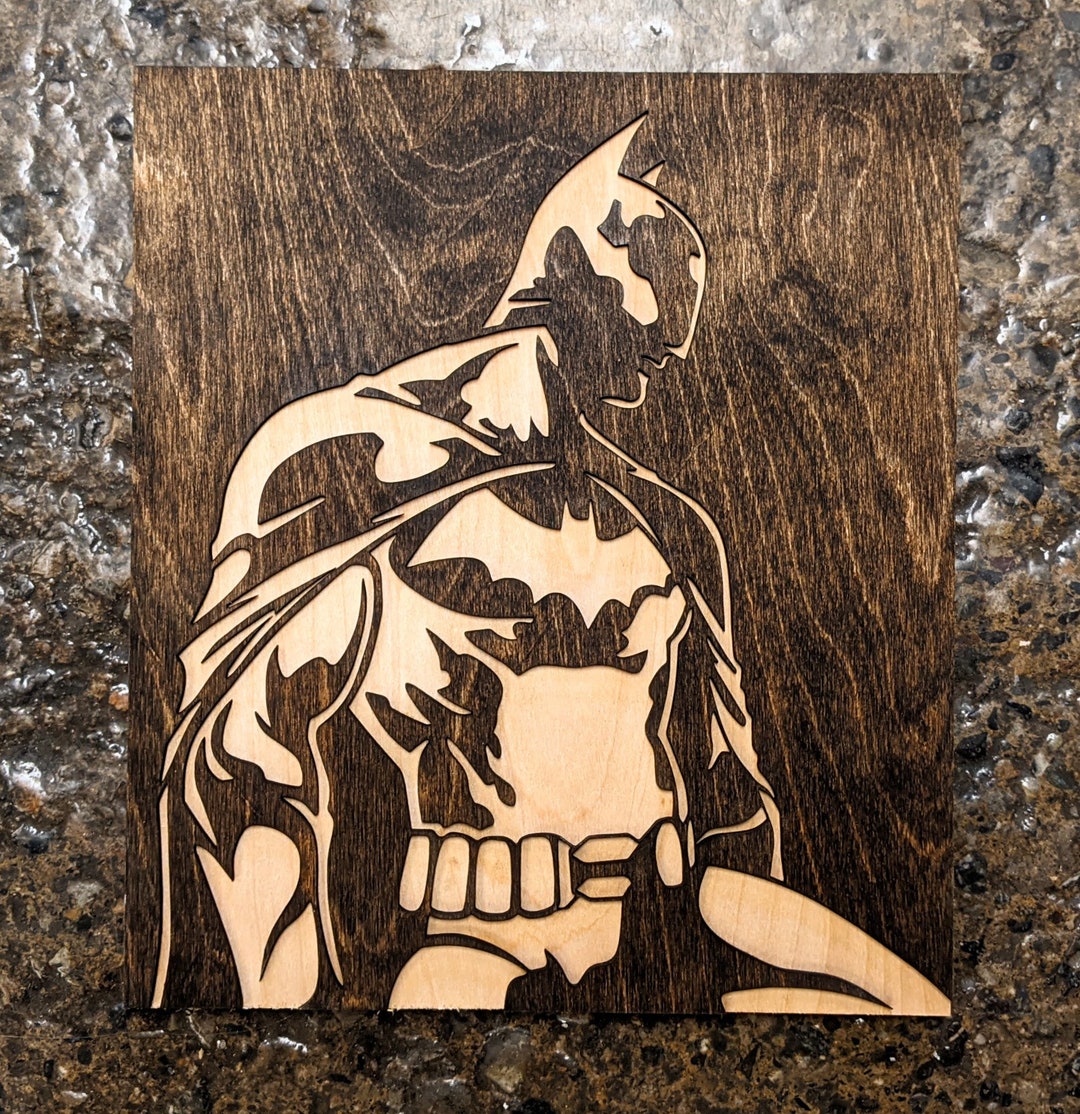 Handmade Batman Wood Wall Art, Superhero Rustic Wall Hanging, DC Comics