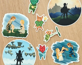 Link and Zelda Vinyl Stickers: Breathe of the Wild, Koroks, and Tears of the Kingdom