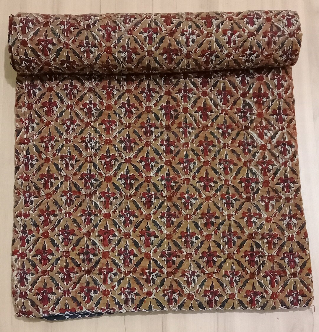 King Kantha Quilt Kantha Quilt Block Printed Duvet Indian Block Print